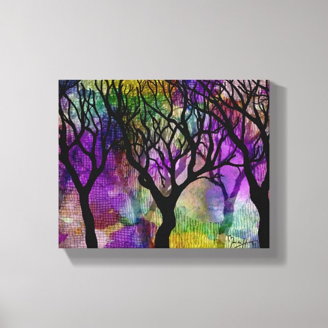 Layers of Trees on Mica Background Canvas Print (Front)
