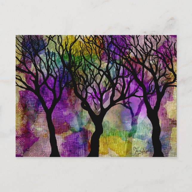 Layers of Trees on Mica Background Postcard (Front)