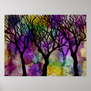 Layers of Trees on Mica Background Poster