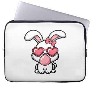 layful Kawaii Rabbit with Bubblegum Bubble Laptop Sleeve