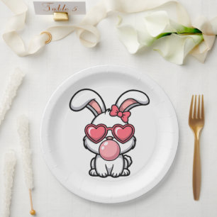 layful Kawaii Rabbit with Bubblegum Bubble Paper Plate