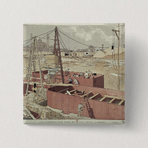 Laying the Foundations for the Eiffel Tower 15 Cm Square Badge