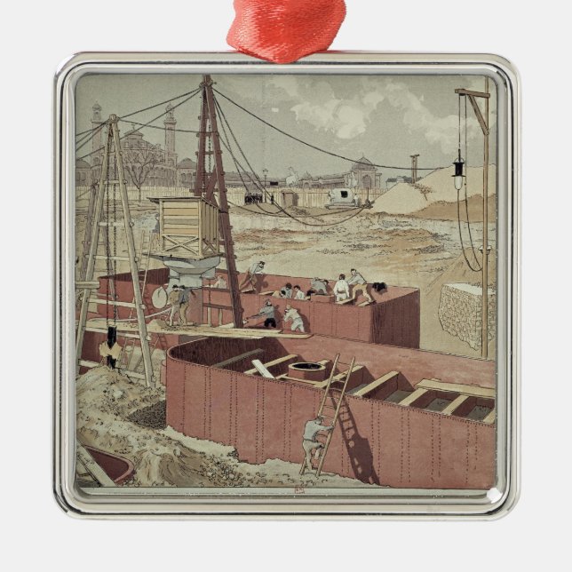 Laying the Foundations for the Eiffel Tower Metal Tree Decoration (Front)