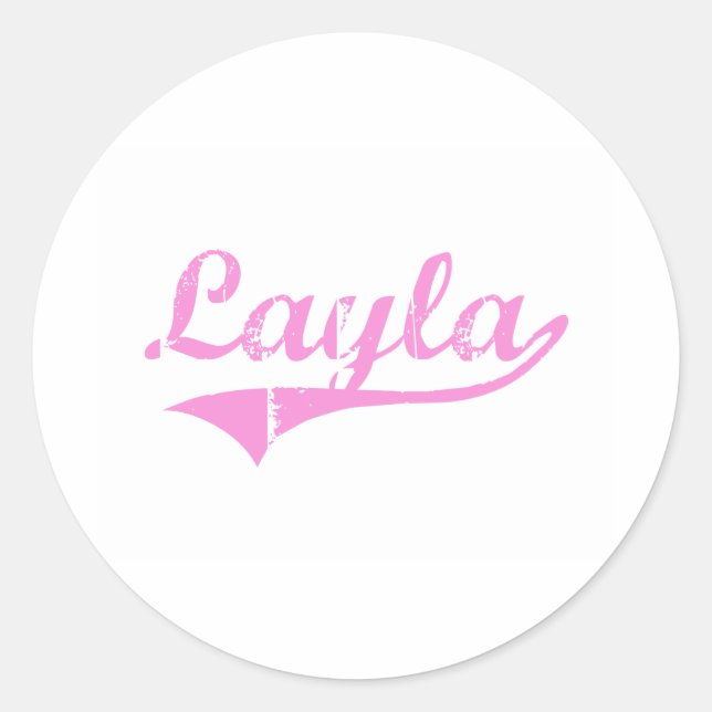 Layla Classic Style Name Round Sticker (Front)