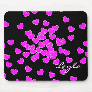 Layla Custom Name Template Striking Pink And Black Mouse Mat