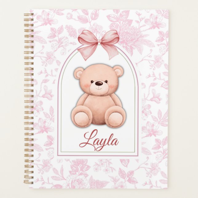 Layla | Custom Pink Teddy Bear Nursery Design  Planner (Front)