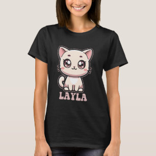 Layla Cute Kitty Cat Design for Girls Name Layla T-Shirt