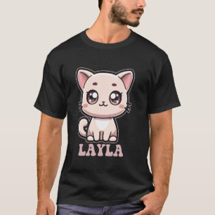 Layla Cute Kitty Cat Design for Girls Name Layla T-Shirt