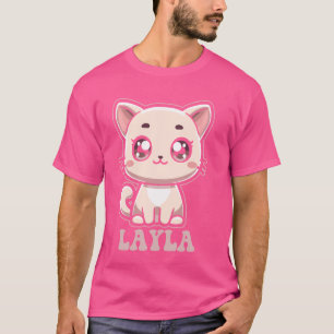 Layla Cute Kitty Cat Design for Girls Name Layla T-Shirt