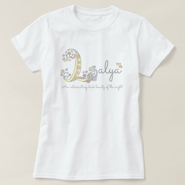 Layla girls name meaning L monogram hearts T-Shirt (Design Front)
