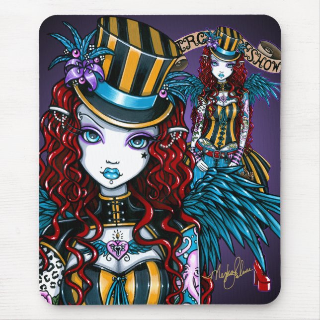 "Layla" Gothic Fairy Circus Tattoo Sideshow Mouse Mat (Front)