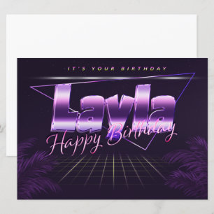 Layla Name First Name pura retro card Birthday