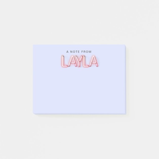 Layla name in glowing neon lights novelty post-it notes (Front)