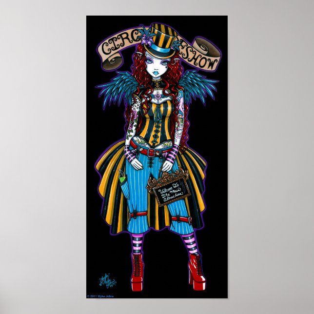 "Layla" Steampunk Circus Tattoo Sideshow Poster (Front)