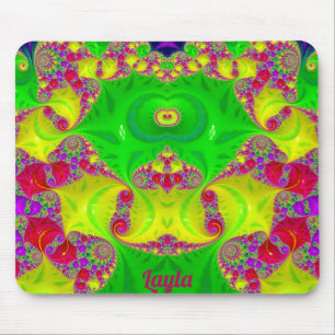 LAYLA ~ Zany Hot Cerise, Yellow, Red and Green Mouse Mat