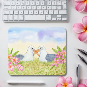Laysan Albatross with Pink Plumerias Mouse Mat
