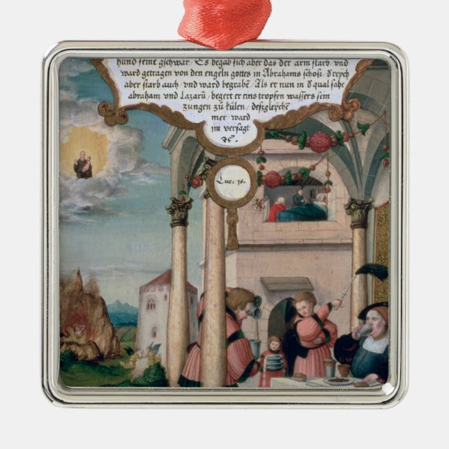 Lazarus and the Rich Man's Table Metal Tree Decoration (Front)