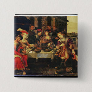 Lazarus at the Rich Man's Table, 1618 (oil on canv 15 Cm Square Badge