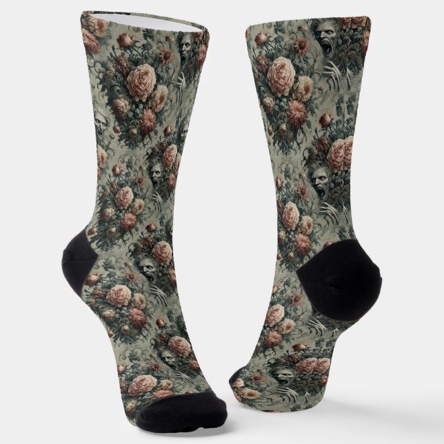 🩸 Lazarus Weeps – Gothic Victorian Tapestry Socks (Angled)