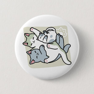 Laze Furr Days - Cute Lazy Cats Design 6 Cm Round Badge