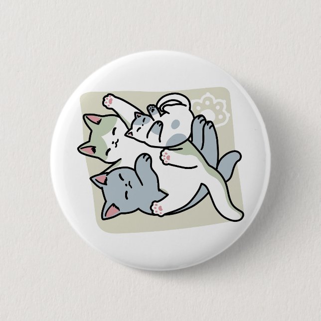Laze Furr Days - Cute Lazy Cats Design 6 Cm Round Badge (Front)