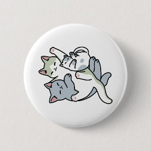 Laze Furr Days - Cute Lazy Cats Design 6 Cm Round Badge
