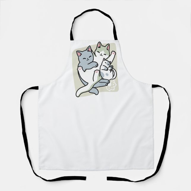 Laze Furr Days - Cute Lazy Cats Design Apron (Front)