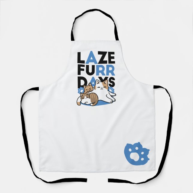 Laze Furr Days - Cute Lazy Cats Design Apron (Front)