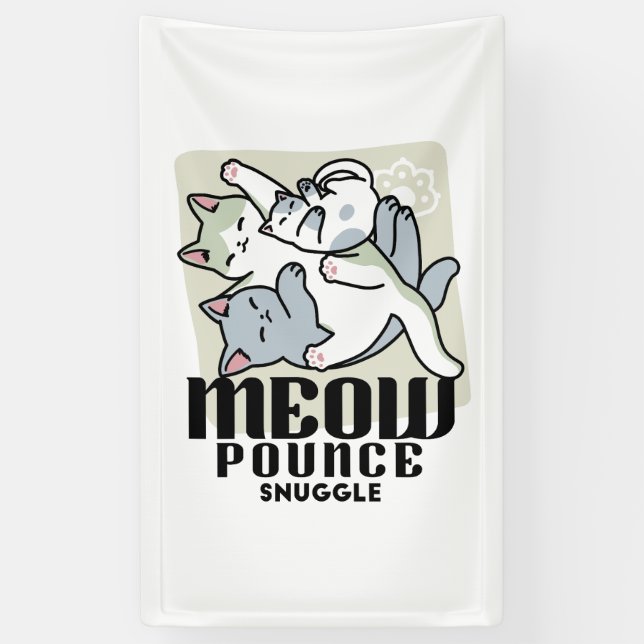 Laze Furr Days - Cute Lazy Cats Design Banner (Vertical)