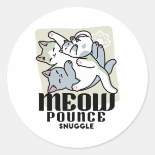 Laze Furr Days - Cute Lazy Cats Design Classic Round Sticker