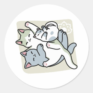 Laze Furr Days - Cute Lazy Cats Design Classic Round Sticker