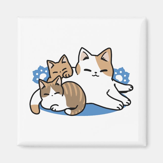 Laze Furr Days - Cute Lazy Cats Design Magnet (Front)