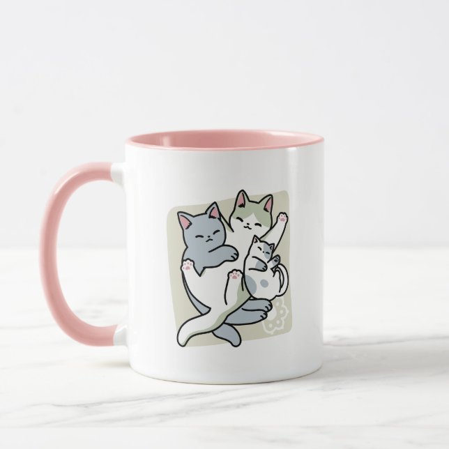Laze Furr Days - Cute Lazy Cats Design Mug (Left)