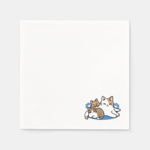 Laze Furr Days - Cute Lazy Cats Design Napkin