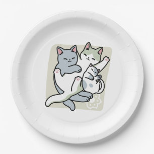 Laze Furr Days - Cute Lazy Cats Design Paper Plate