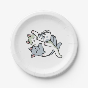 Laze Furr Days - Cute Lazy Cats Design Paper Plate