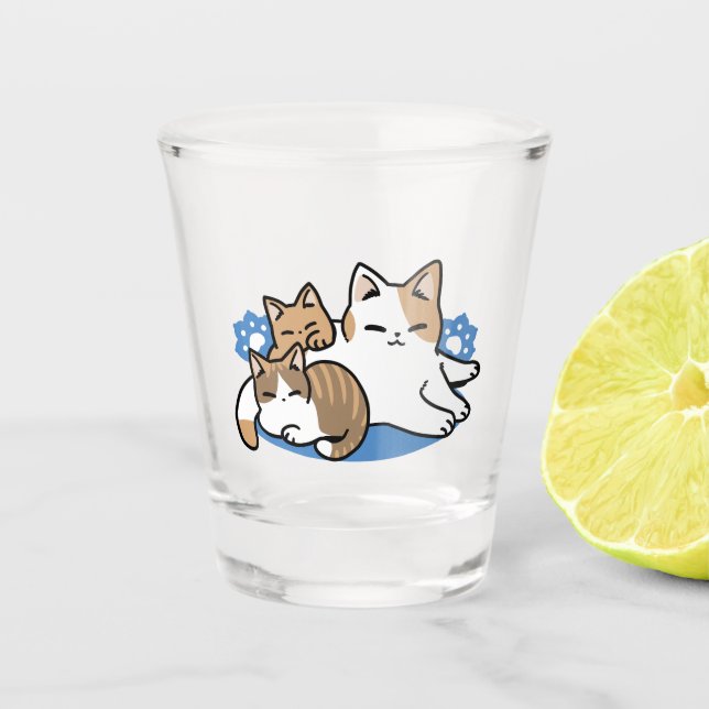 Laze Furr Days - Cute Lazy Cats Design Shot Glass (Front)