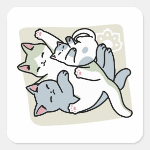 Laze Furr Days - Cute Lazy Cats Design Square Sticker