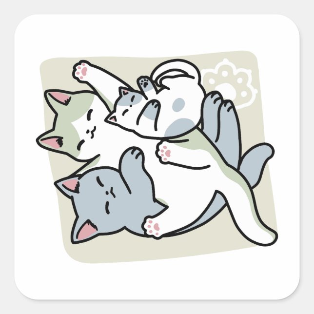 Laze Furr Days - Cute Lazy Cats Design Square Sticker (Front)