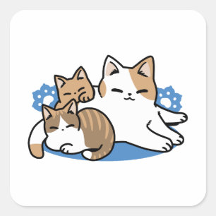 Laze Furr Days - Cute Lazy Cats Design Square Sticker