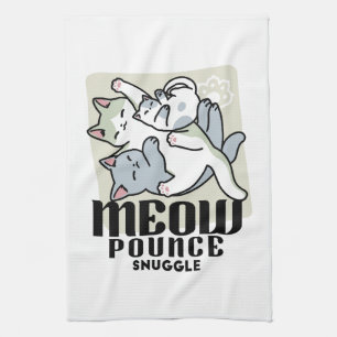 Laze Furr Days - Cute Lazy Cats Design Tea Towel