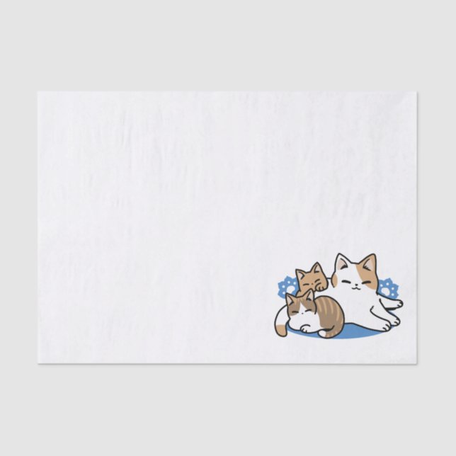 Laze Furr Days - Cute Lazy Cats Design Tissue Paper (Front)
