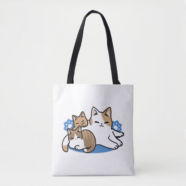 Laze Furr Days - Cute Lazy Cats Design Tote Bag (Front)