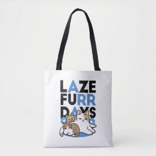 Laze Furr Days - Cute Lazy Cats Design Tote Bag
