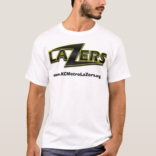 LaZer Logo White Background, www.KCMetroLaZers.org T-Shirt (Front)