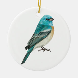Lazuli Bunting Songbird Ceramic Tree Decoration