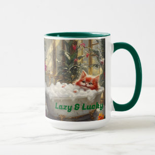 Lazy and Lucky Happy Red Cat In Luxury Bath Mug