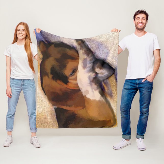 Lazy Beagle Fleece Blanket (In Situ)