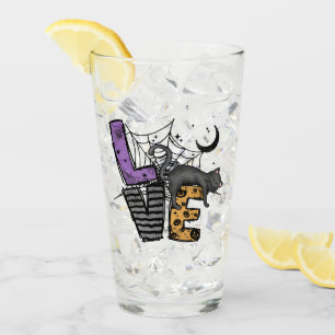 Lazy Black Cat in Spider Web with Love Glass