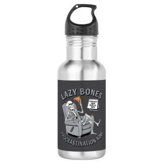 Lazy Bones – Procrastination King Funny Skeleton   532 Ml Water Bottle